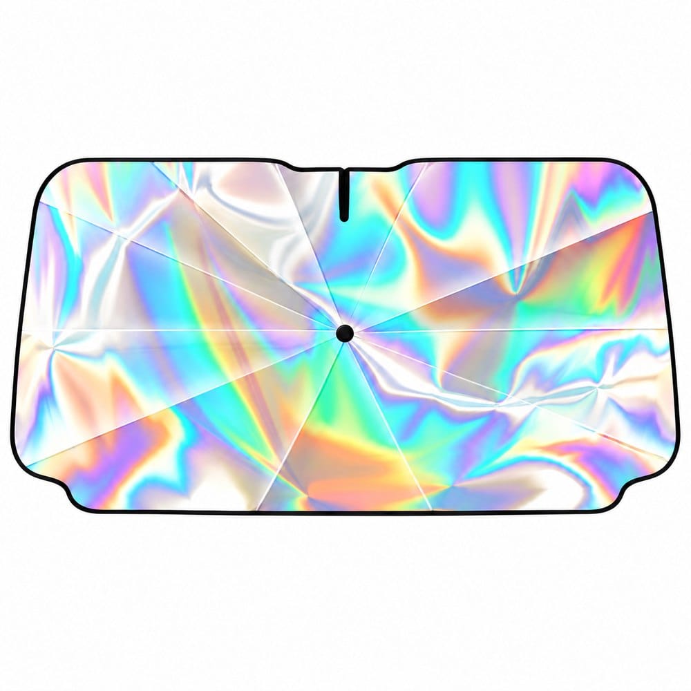 XH-10 iridescent laser fabric windshield sunshade umbrella on a white background