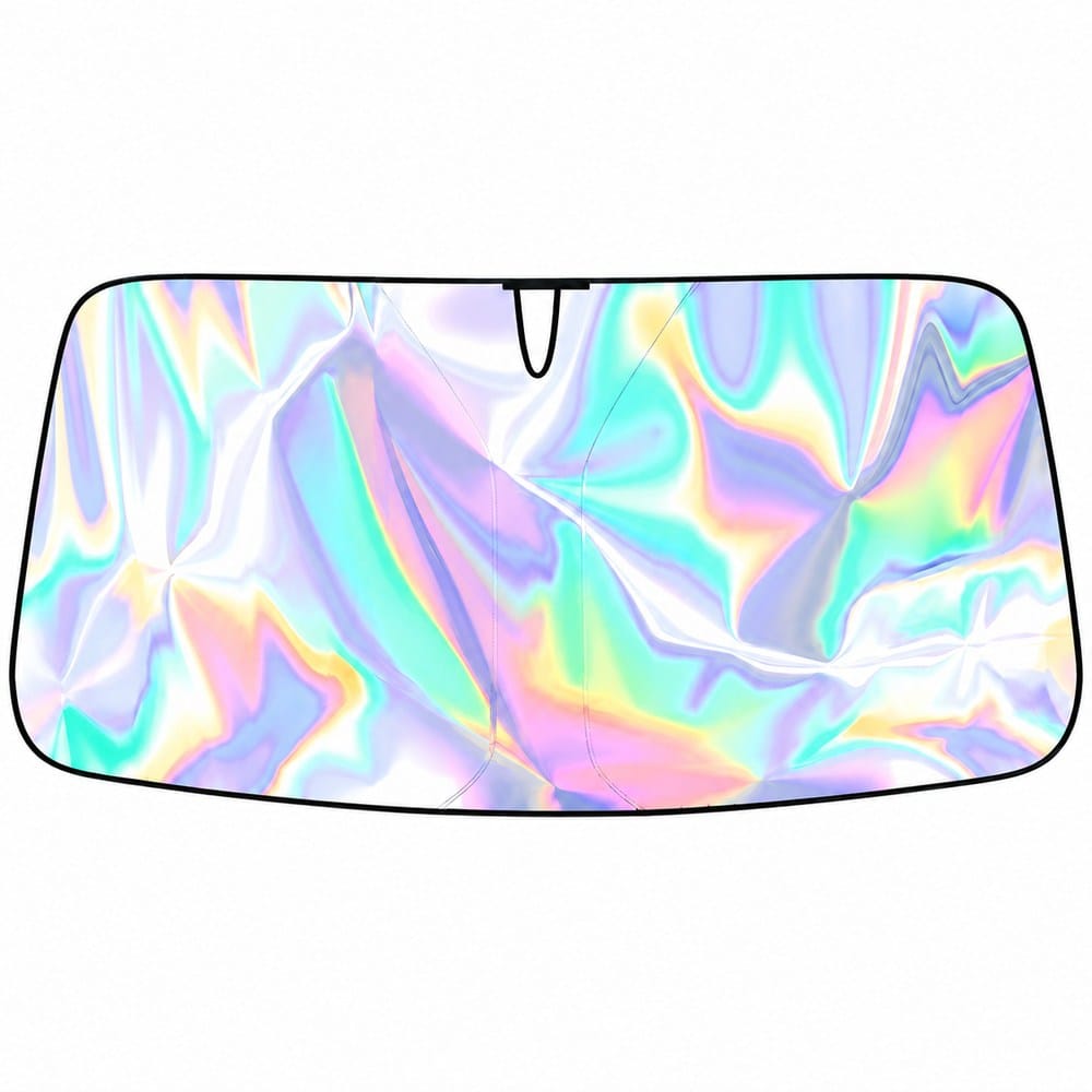 XH-11 iridescent laser fabric windshield sunshade on a white background