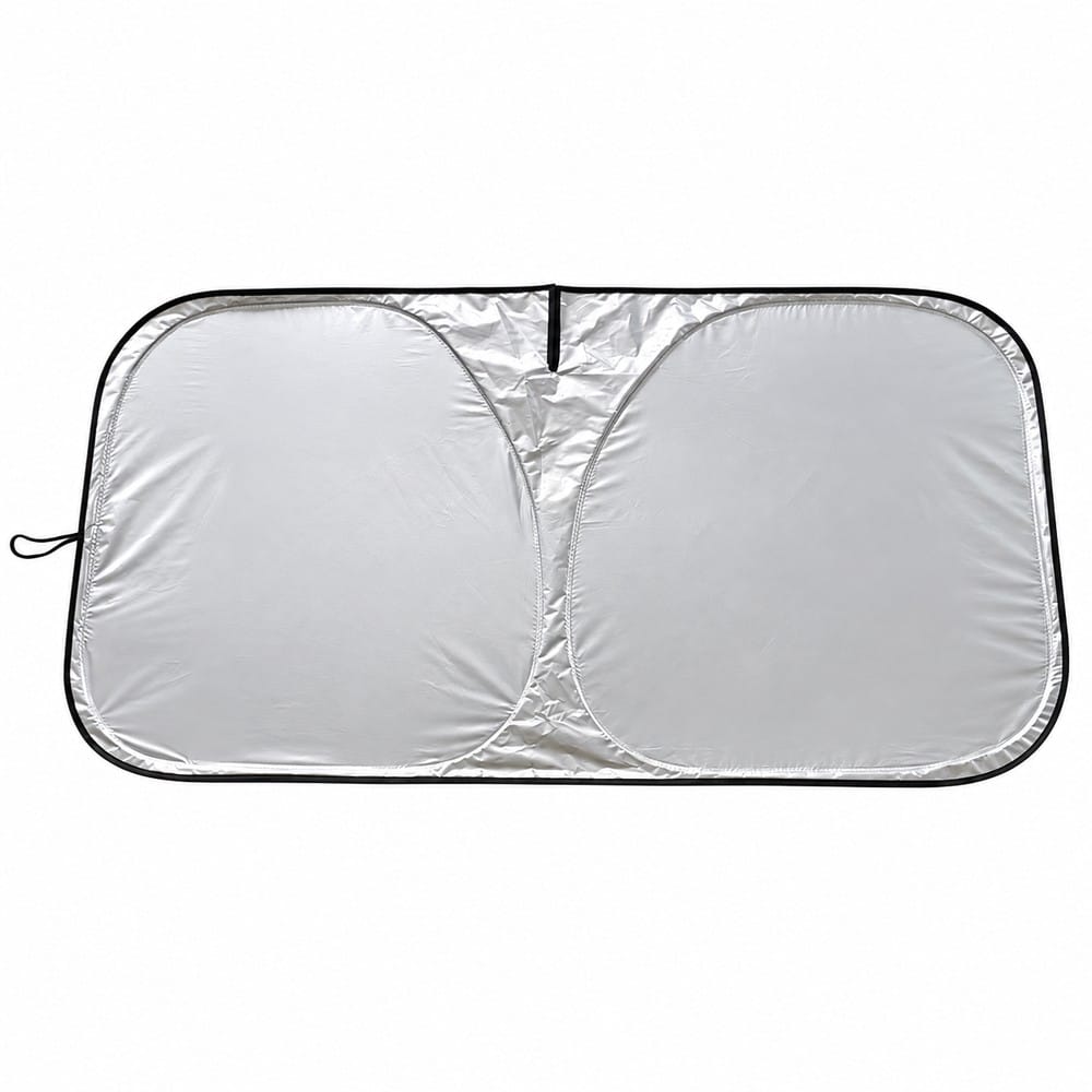 XH-12 silver double-ring windshield sunshade on a white background