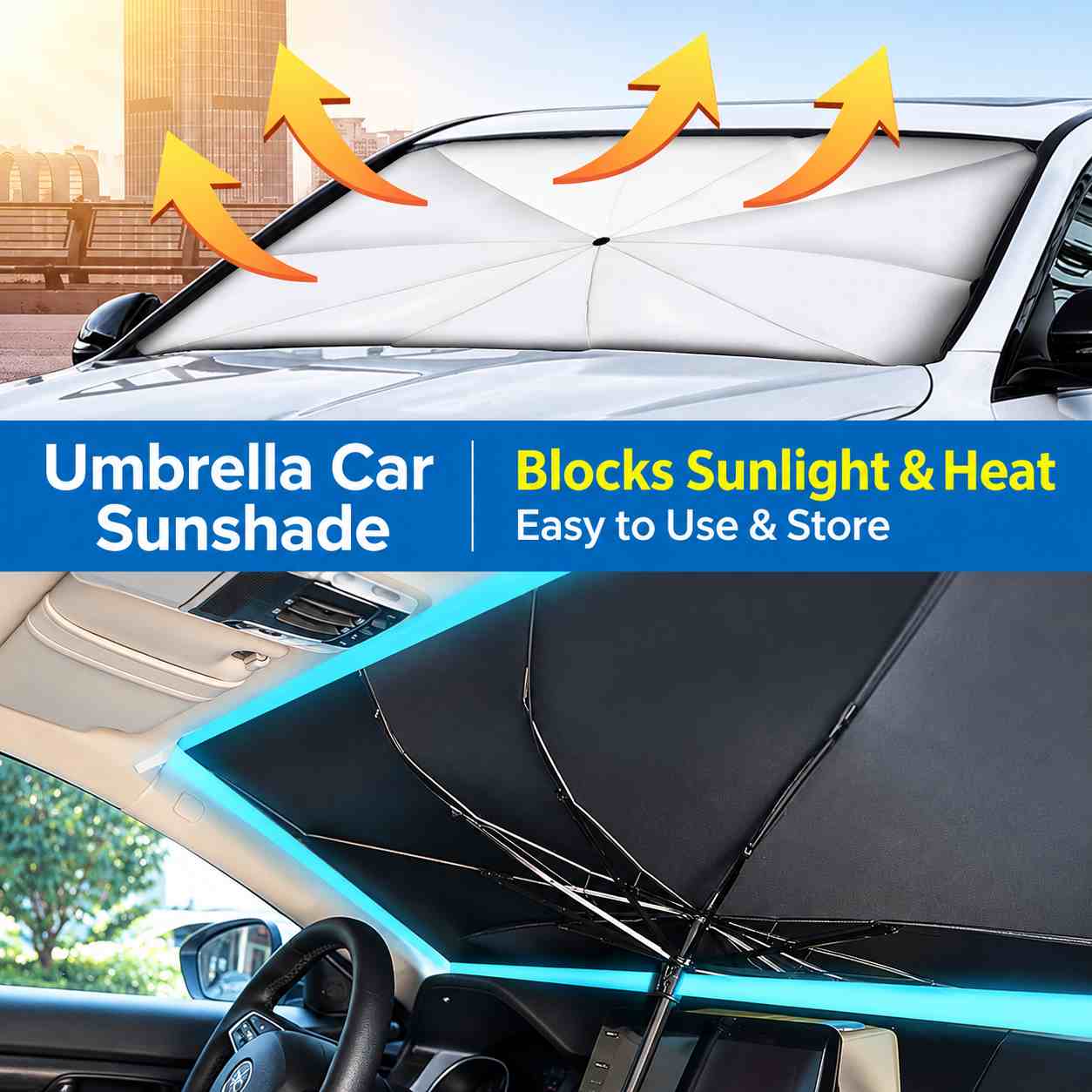 Silver Coated Windshield Sunshade Umbrella